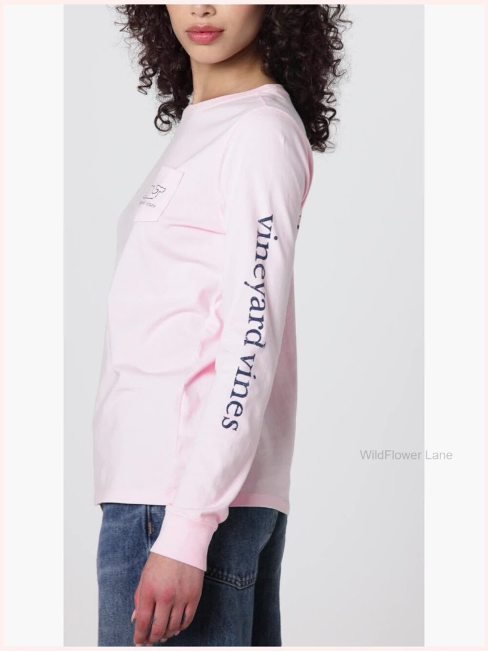 Women's Cotton Long Sleeve Crew Neck Pocket Tee - Picture 4 of 4